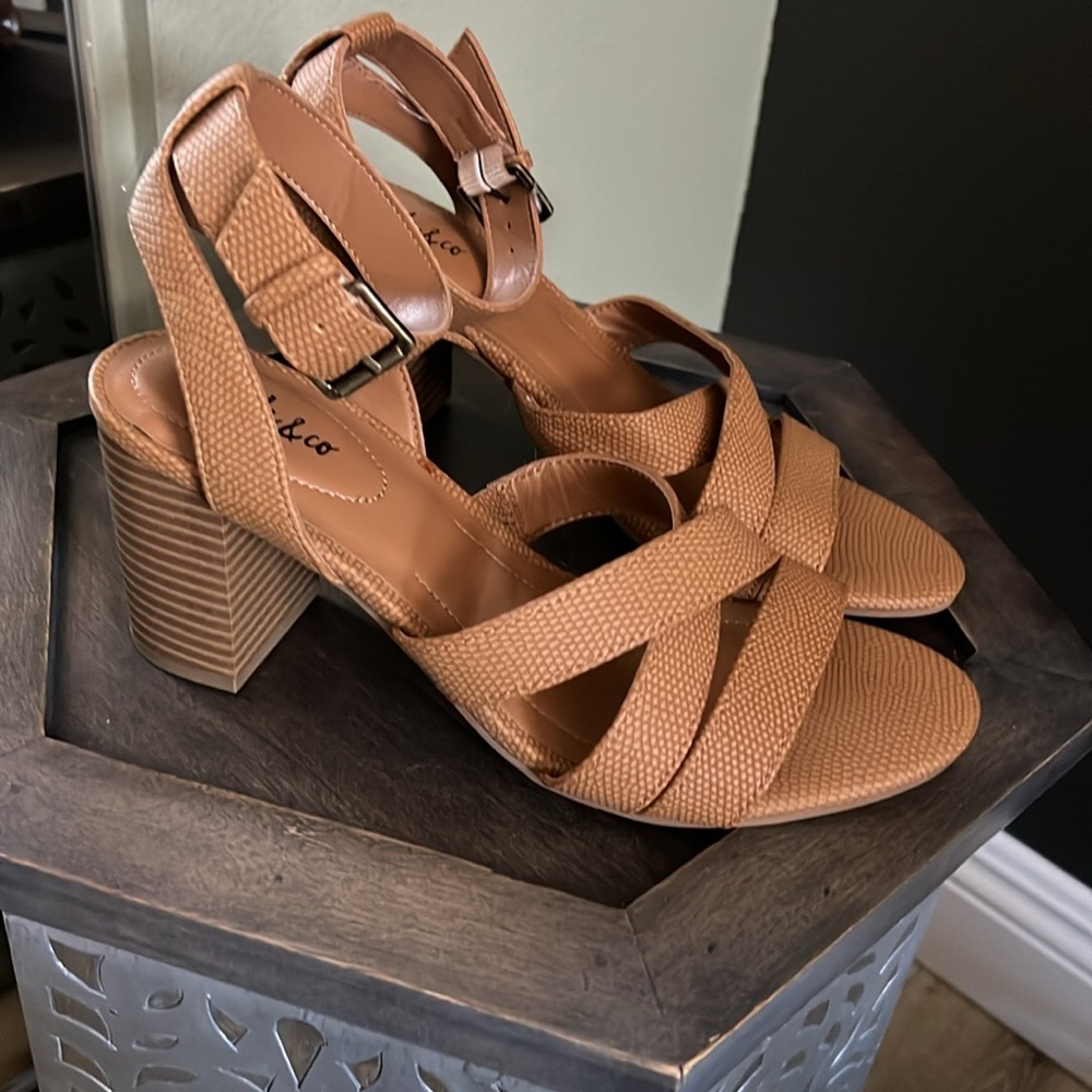 1 hour sale. Style & Co, brown wedge sandals, size 7.5